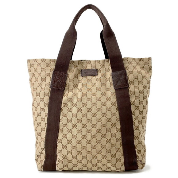 Gucci Handbags - Gucci GG Supreme Canvas Leather Tote Bag beige brown